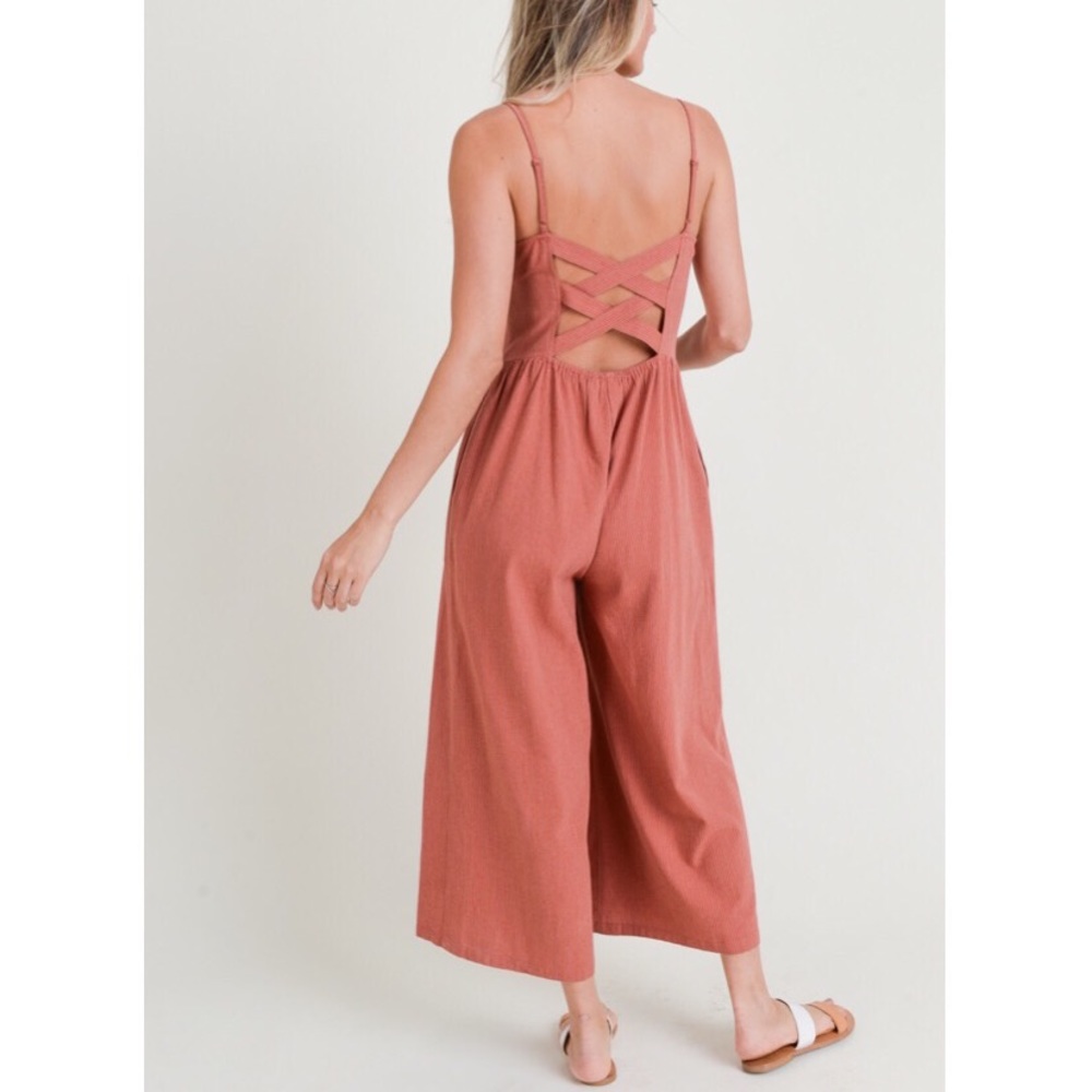 Armora’s | Pinstripe Criss Cross Back Jumpsuit 🌼 - Picture 3 of 7